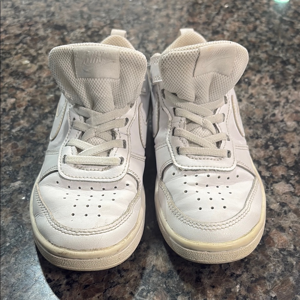 White Leather High-Top Sneakers with Padded Ankle